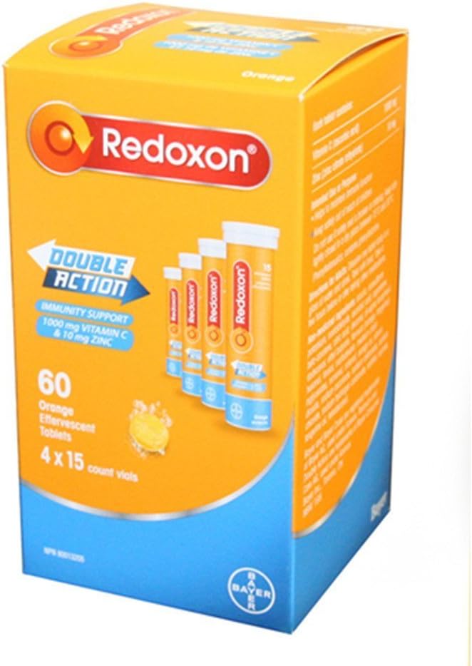 Redoxon doble acción Orange Effervescent Tablets, 1000mg vitamina C & 10mg Zinc, 4x15 viales