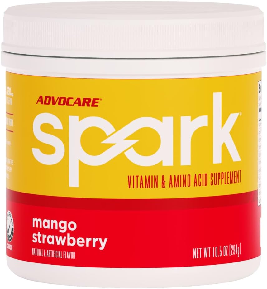 AdvoCare Spark - Energy Drink Mix - Vitamin &amp; Amino Acid Supplement - Supports Energy & Focus - Portable Immune Support - Sugar-Free - Mango Strawberry (10,5 oz)