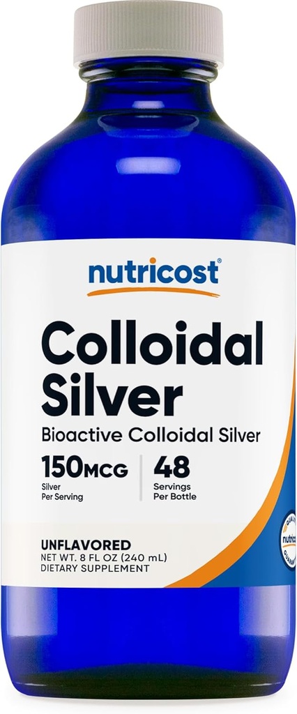 Nutricost Colloidal Silver 8oz - Cobalto Blue Glass Bottles, Bio-Active Colloidal Silver