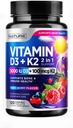 Vitamina D3 K2 – Vitamina Chewable D 5000 UI & K2 MK-7 100 mcg – 2 en 1 Vitamina D K2 Suplemento Chews - Immune, Heart, " Bone Support – Non GMO - Tasty Berry Flavor - 120 Chewable Tablets