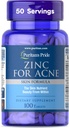 Zinc Pride de Puritan para Fórmula de Esquí de Acné con Vitaminas C, B-6, A y E para Hombres y Mujeres, Suplemento dietético para la Esquía Limpia, Sistema Inmune, División Celular y Apoyo al Crecimiento, 100 Tabletas