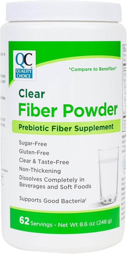 Opciones de calidad Limpiar el suplemento de fibra prebiótica Polvo para la salud digestiva - Fórmula sin sabor - 62 Serviciones, 8.6 onzas (248g), Ideal para adultos y niños 6 &amp; Up Daily Fiber Powder