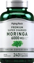 Piping Rock Moringa Oleifera Capsules 6000mg Silencio 240 Conde ← Leaf Concentrated Extract TEN HERBAL SUPLIO ANTE NO GMO, Gluten Free