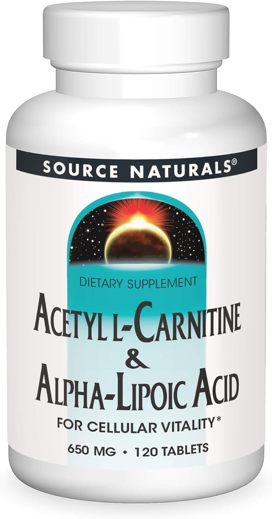 Fuente Naturales Acetyl L-Carnitina & Ácido Alfa-Lipoico 650mg - 120 Tablets