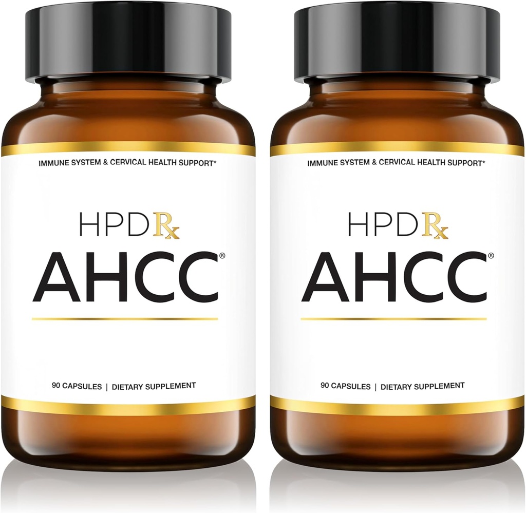 HPD Rx Premium AHCC & Shiitake Mushroom 1100 mg por Suplemento de Servición, Booster de Inmunidad Natural, Mantiene Actividad de Célula de Asesino Natural ANTE AHCC es Provenido en 30+ Estudios Ø 60-Day Supply, 2-Pack