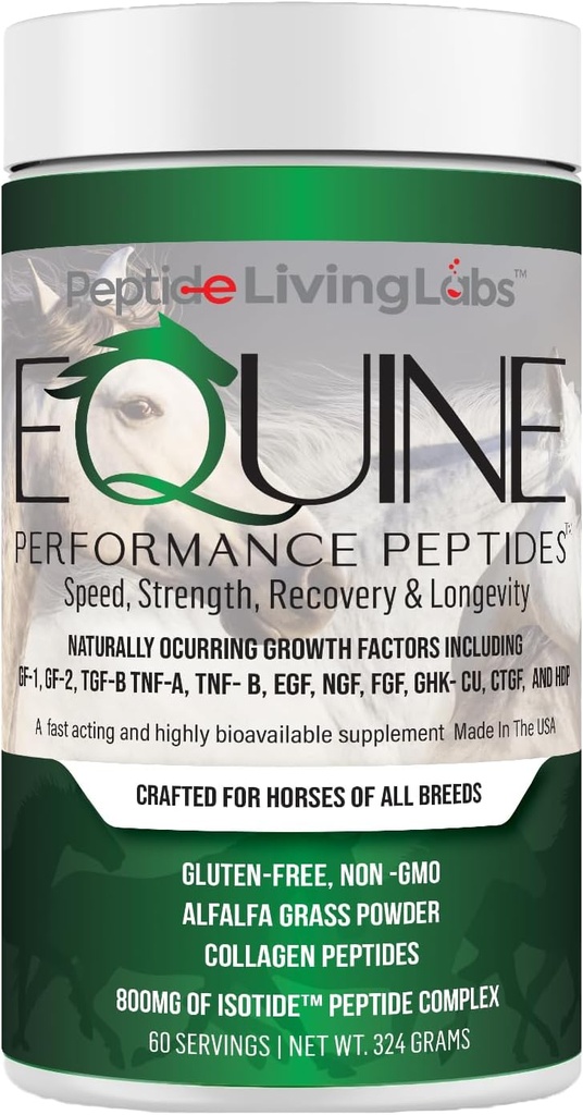 Equino Performance Peptides Caballo Peptide, Suplemento de Caballo Orgánico, Hoof Joint &amp; Muscle Support, Weight Gain for Horses, 60 Servings
