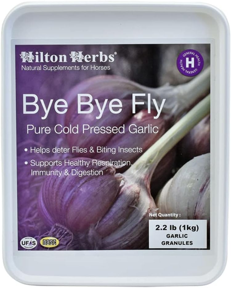 Hilton Herbs Adiós Fly Pure Garlic Granules. Fórmula Herbal Única apoya la respiración saludable, la digestión, la inmunidad y la resistencia natural. Ámbito incluido. 2.2 libras.
