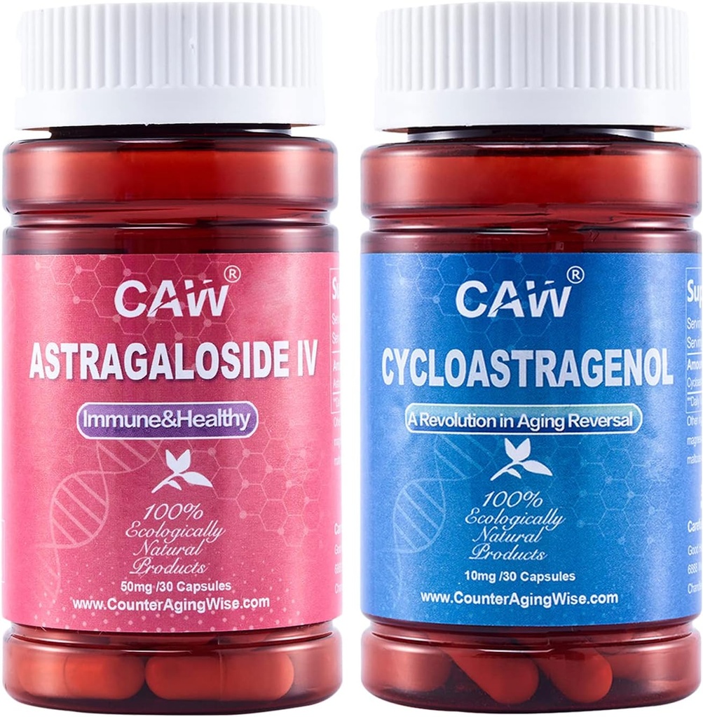 CAW Telomere Soporte Hypersorption Cycloastragenol 10mg 30 cápsulas y Astragaloside IV 50mg 30 cápsulas