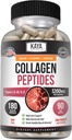 Kaya Naturals Multi Collagen Peptides Complejo Polvo para Mujeres y Hombres, Tipos I, II, III, V & X TENIDO 180 Conteo Capsules