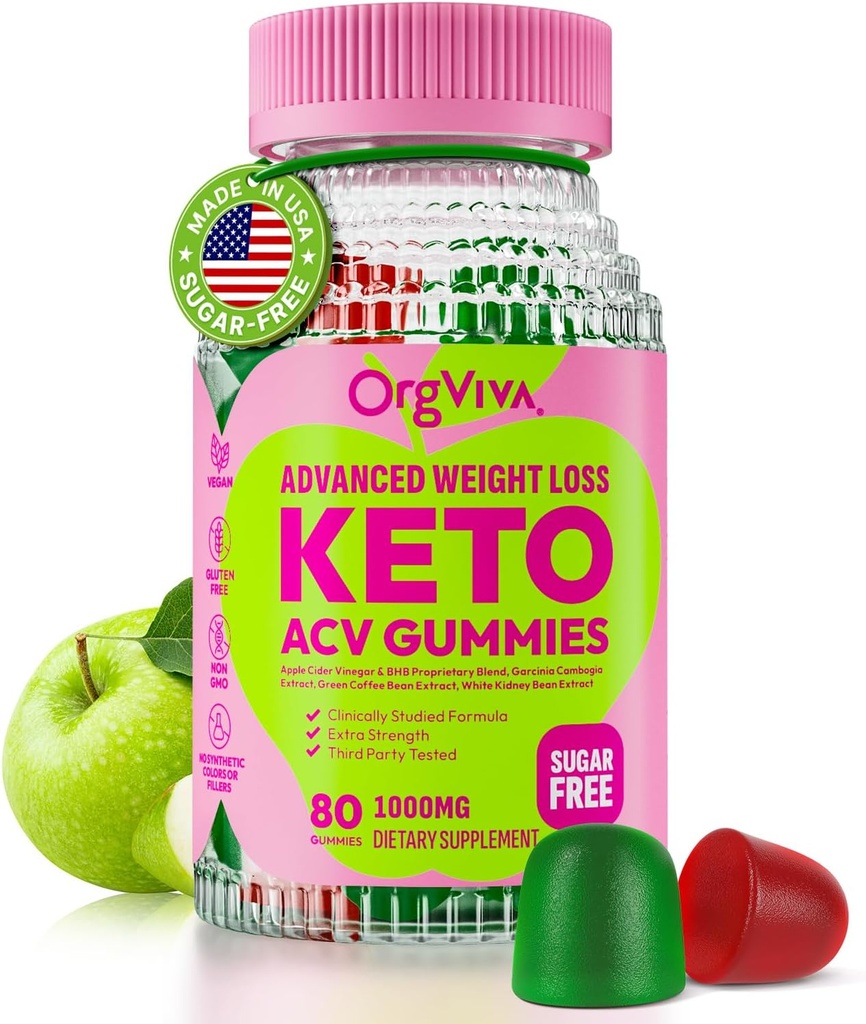 Keto Acv Gummies for Advanced Weight Loss: Apple Cider Vinegar Gummies with Vitamins to Support Digestion, Metabolism, & Immune Health - Sugar Free 80 ct