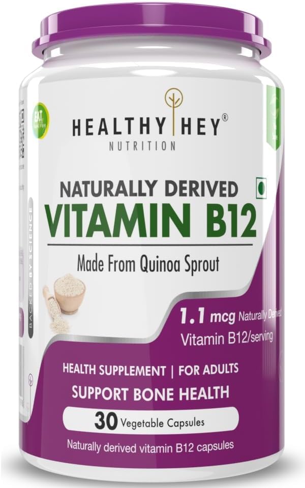 100% Natural Vitamina B12 - Apoyo Immune Health ← Non-Synthetic, No-Chemical tención 30 Veg. Capsules