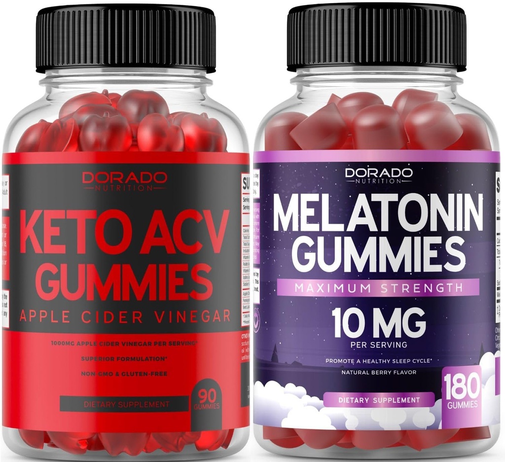 Keto ACV Gummies Advanced Weight Pérdida (90 Conde) - Apoyo Digestión saludable & Metabolismo - Melatonina para adultos (180 Conde) - Quick Dissolve Melatonin 20mg Gummies - Non GMO, Vegan &amp; USA Made