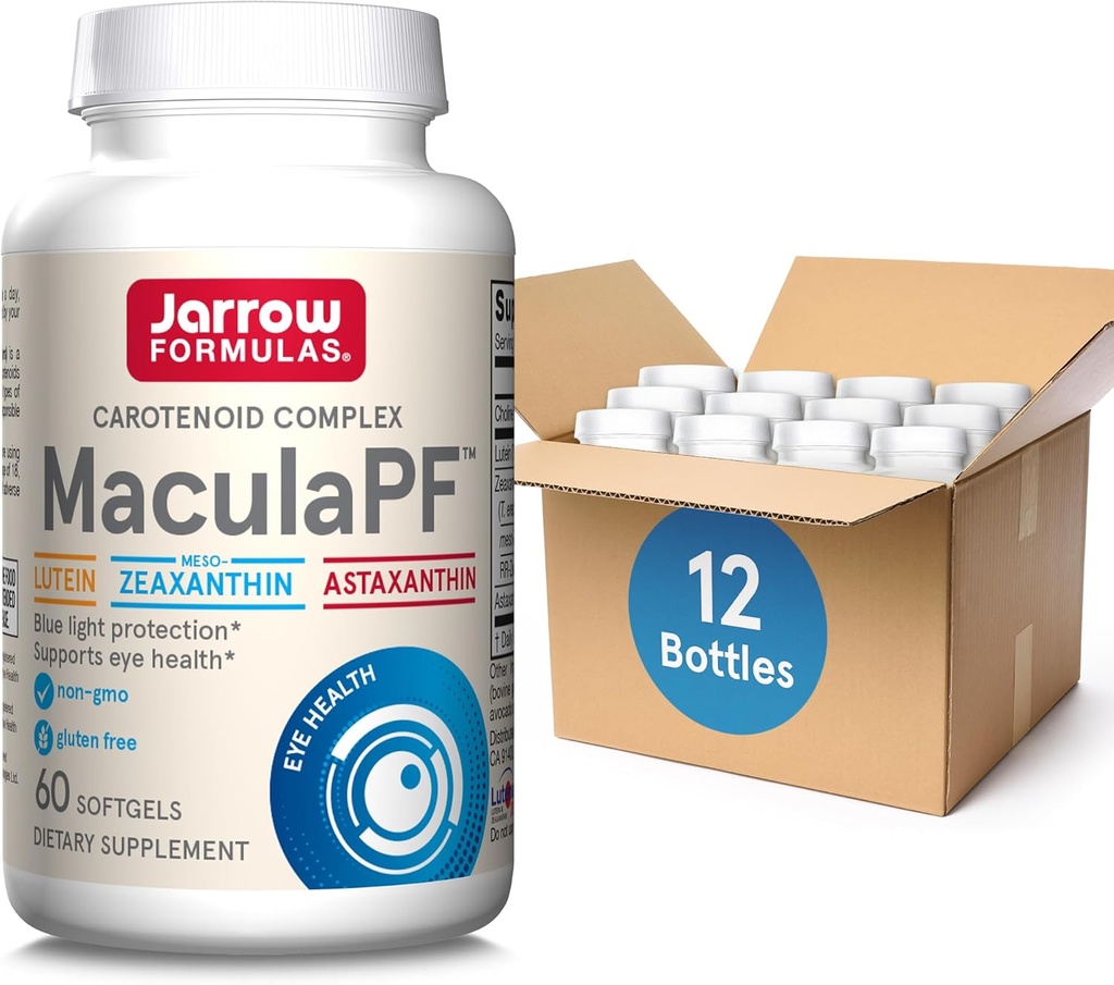 Jarrow Formulas MaculaPF Softgels - 60 Cuenta - Suplemento Antioxidante Ojo - Suplemento Ojo para Visión - Suplementos de Salud Ocular para Adultos - No GMO - Gluten Free