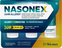 Nasonex 24HR Allergy Nasal Spray, Non-Drowsy, Scent-Free Mist,Síntomas de alergia + Congestión nasal, Full Prescription Strength, 120 Sprays (3 Pack)