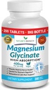 Glycinate de magnesio 400 mg - 200 Tabletas - Absorción alta, suplemento mag bisglicinado no amortiguado para el sueño, calambres, corazón, musculos de grasa, dolores de cabeza calma para mujeres y hombres, cápsulas de no polvo