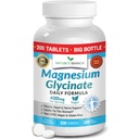 Glycinate de magnesio 400 mg - 200 Tabletas - Absorción alta, suplemento mag bisglicinado no amortiguado para el sueño, calambres, corazón, musculos de grasa, dolores de cabeza calma para mujeres y hombres, cápsulas de no polvo