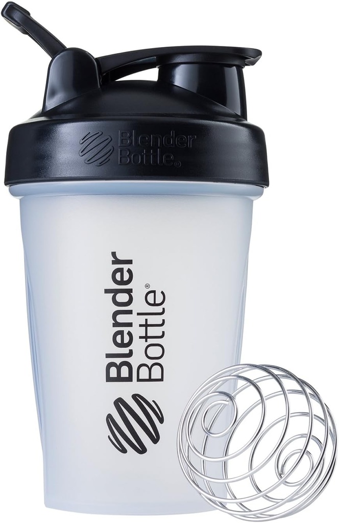 BlenderBottle Classic Shaker Bottle Perfect para Protein Shakes y Pre Workout, 20-Once, Clear/Black
