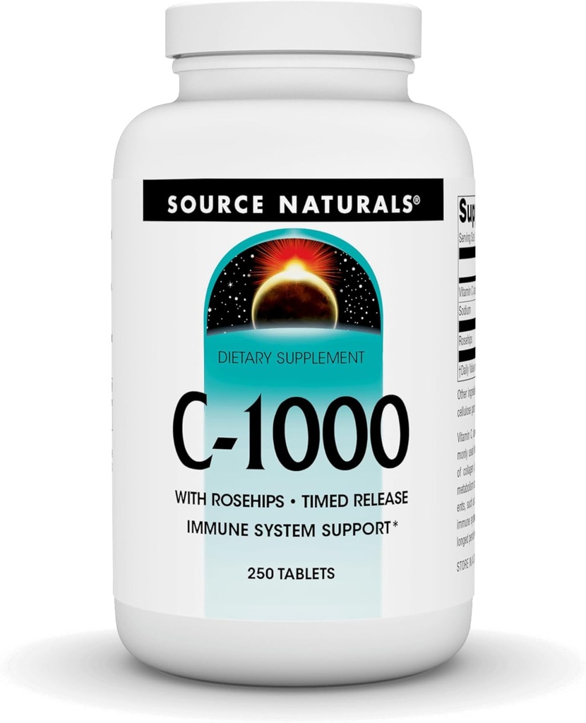 Fuente Naturals C-1000, con Rose HIPS 1000 mg para Immune System Support - 250 Time Release Tablets