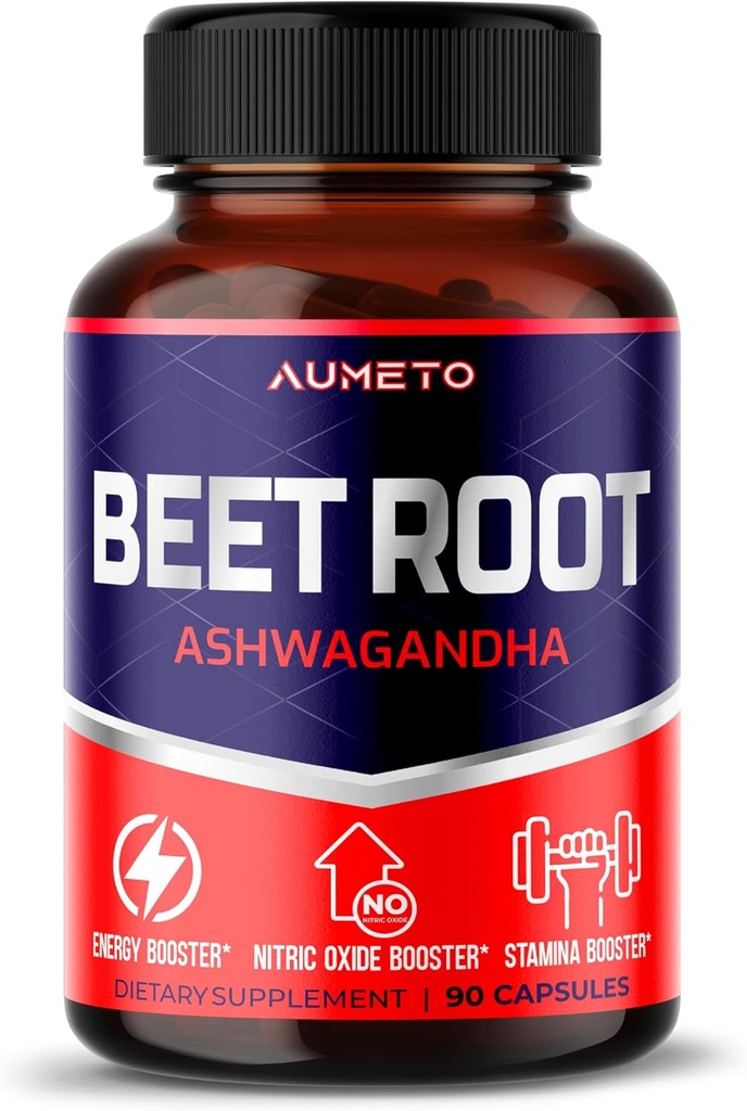Capsulas de remolacha con Ashwagandha – Energía de apoyo, resistencia y rendimiento – 90 Cuenta (Pack of 1)