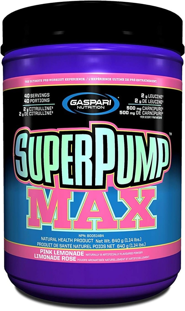 Gaspari Nutrition Superpump Max, Pink Lemonade, 1,41 libras