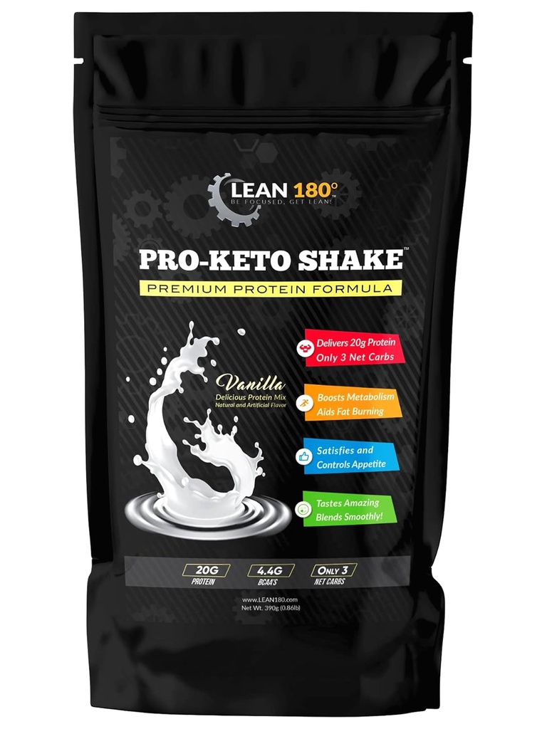 Pro Keto Shake - Best Tasting Low Carb Low Sugar Clean Protein Shake for Keto and All Diets Weight Loss (Vanilla)