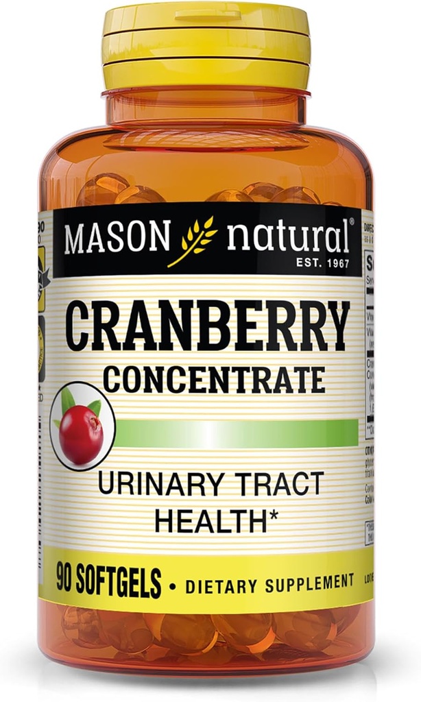 MASON NATURAL Cranberry 12:1 Concentrarse con Vitamina C &amp; E, Soporta Immune &amp; Urinary Health, 90 cápsulas
