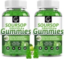 (2 Pack) Soursop Graviola Gummies - 2200mg Extra Strength Soursop Leaves Extract w/Sea Moss Extract 200mg, Zinc &amp; Vitamin C - Supports Immunity, Liver &amp; Digestive, Gluten Free, Vegan, 120 Gummies