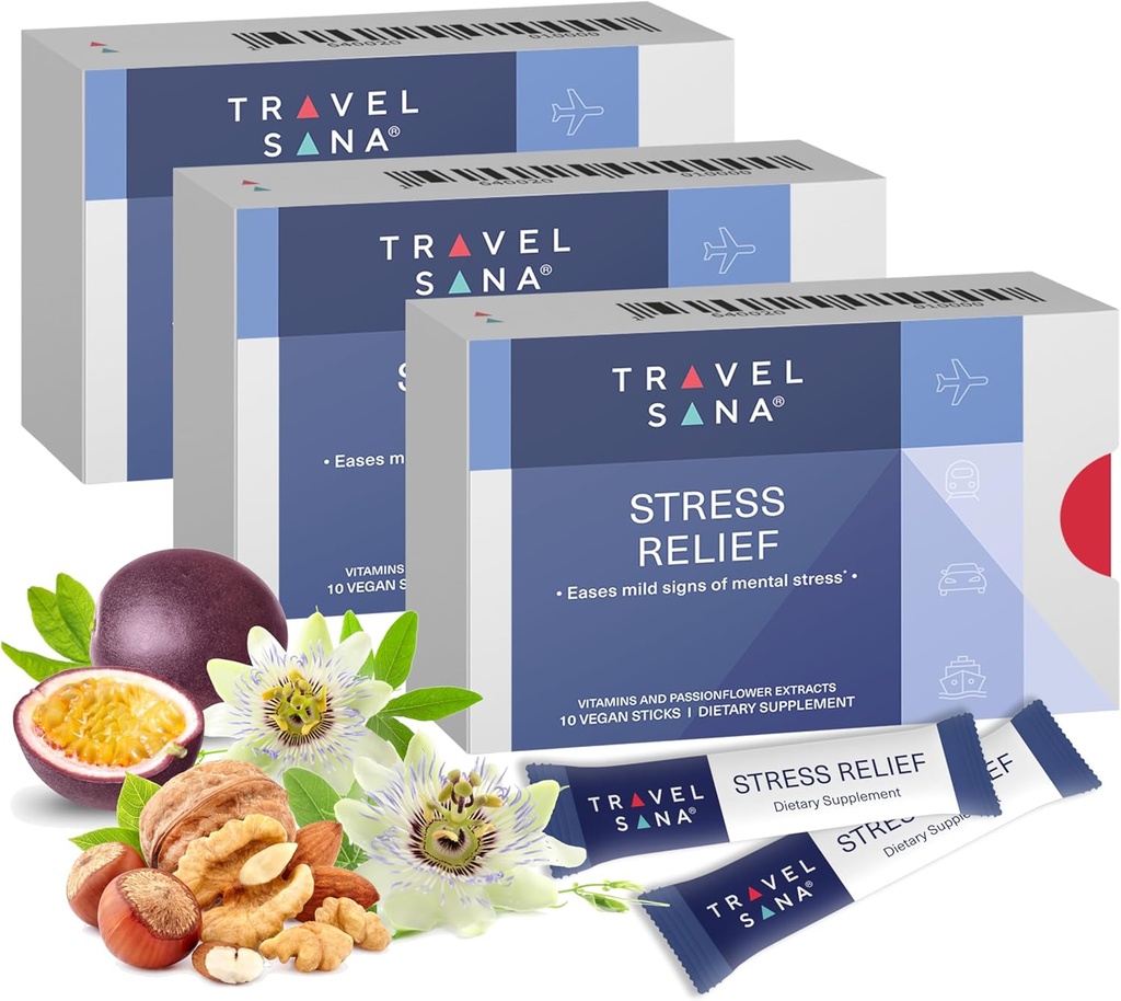 Stress Relief ←Passionflower 200mg TENVitamin B6 y B12 SilencioPremium TENIDONatural Supplement TENRelieves Stress While Traveling ←Fast-Acting TEN 10 Sticks (Pack of 3)