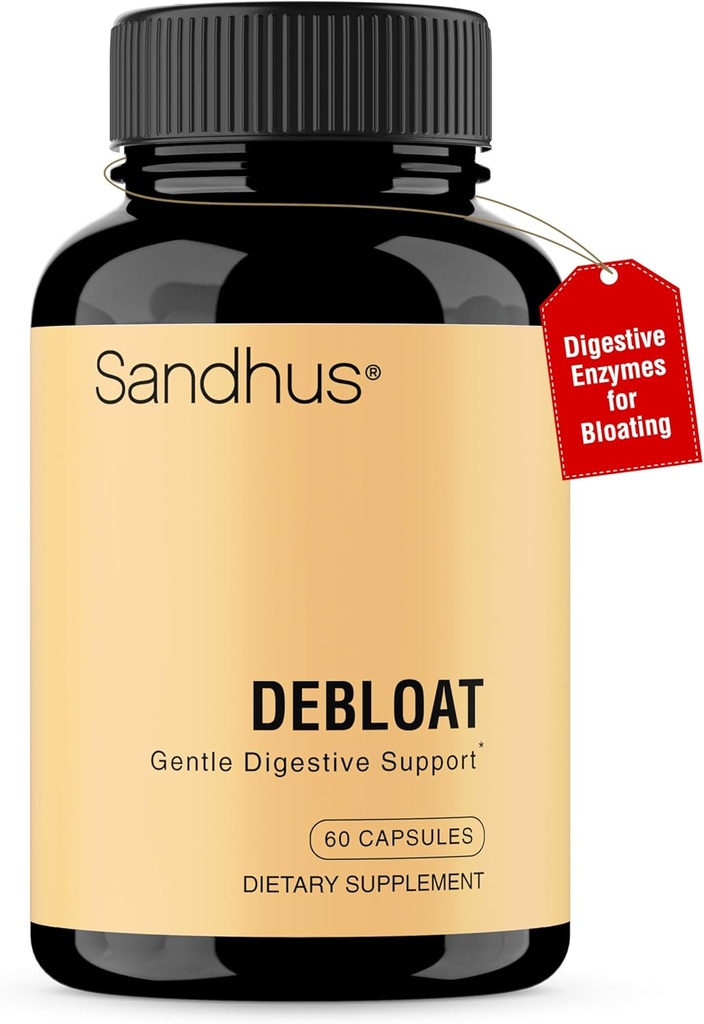 Sandhu's Debloat Digestive Enzymes Capsules ← Ayuda a aliviar la floración y la retención de agua ← Complejo multienzima con Ginger, Dandelion & Fennel ← Fast Acting Support Supplement for Women &amp; Hombres