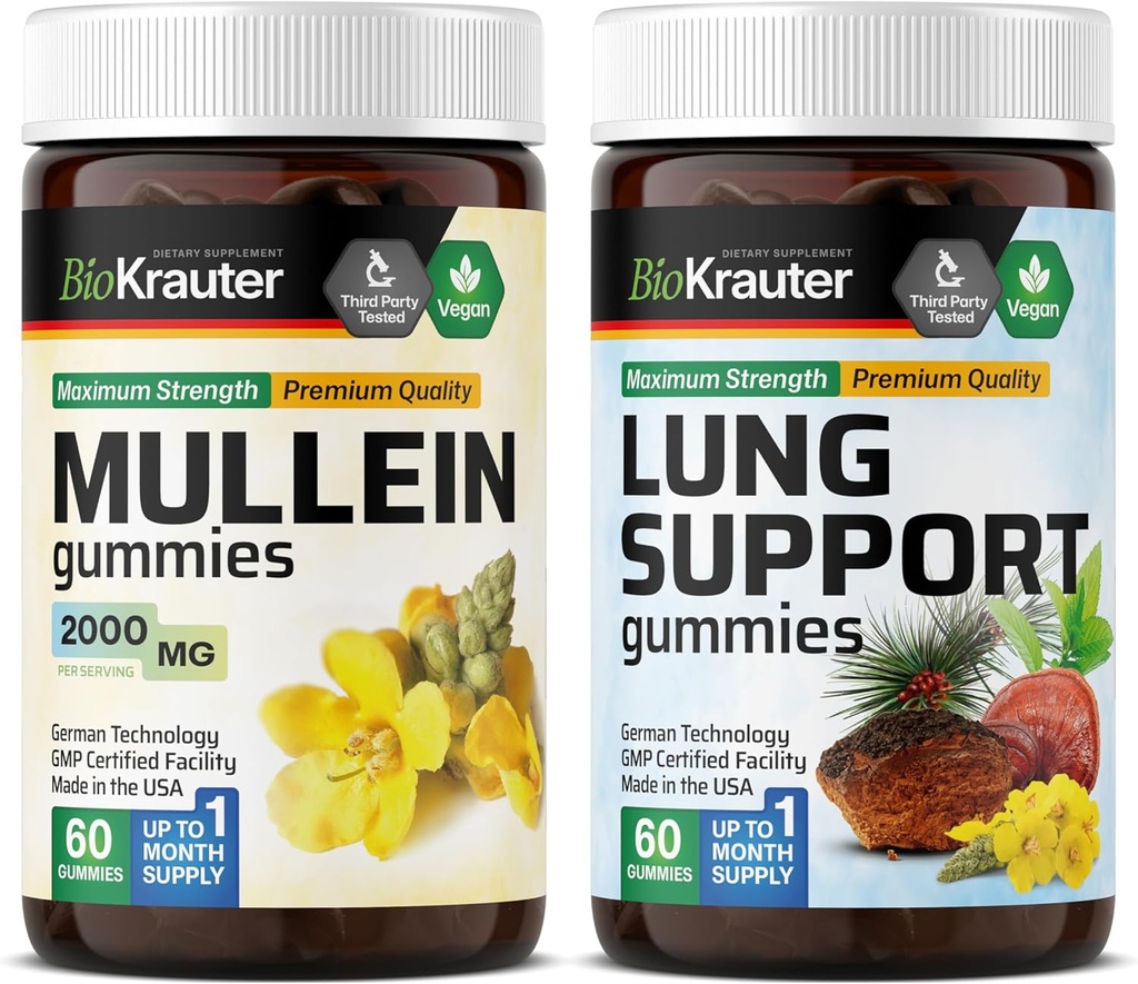 BIO KRAUTER Mullein 60 Gummies &amp; Lung Support 60 Gummies
