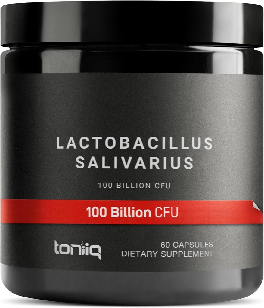 100 Billones CFU Lactobacillus Salivarius Probiótico - Conteo de CFU más Verificado - Laboratorio de Terceros Tested for Potency - 60 cápsulas vegetarianas - 30 servidumbres - TQ Verificado