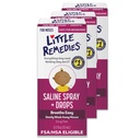 Remedios pequeños Sterile Baby Saline Nasal Spray y gotas, seguro para los recién nacidos para aliviar las náuseas suaves y secas, 0,5 Fl Oz, Pack de 3