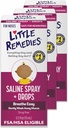 Remedios pequeños Sterile Baby Saline Nasal Spray y gotas, seguro para los recién nacidos para aliviar las náuseas suaves y secas, 0,5 Fl Oz, Pack de 3