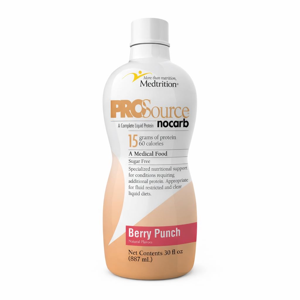 Liquid Collagen Peptides Type I, III 15 Grams Protein per Oz. |Prosource NoCarb Berry Punch Bottle Medtrition|