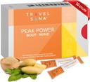 Peak Power ¦ Travel Performance Enhancer ← Boosts Focus, Energy & Cognitive Function While Traveling TEN Caffeine-Free TEN Mango Leaf Extract (Zynamite) TEN Fast-Acting TEN 10 Sticks