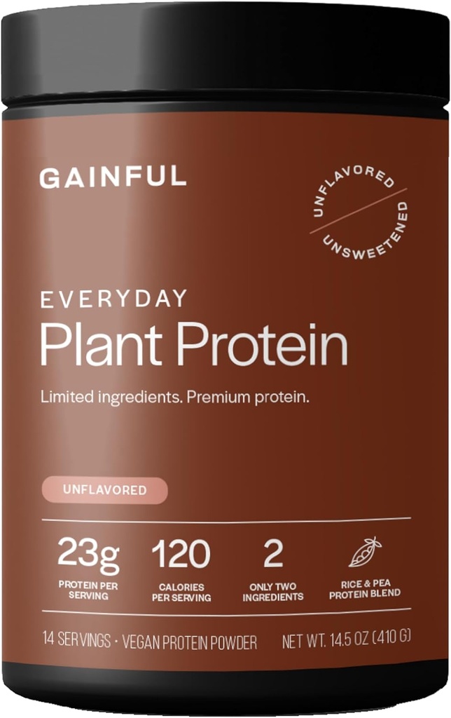 Gainful Everyday Plant Protein Powder, 23g Plant Protein per Serving, Unflavored, Supports Strength, Recovery, and Balanced Nutrition, Vegan, Gut Friendly, No Artificial Ingredients, 14 Servings