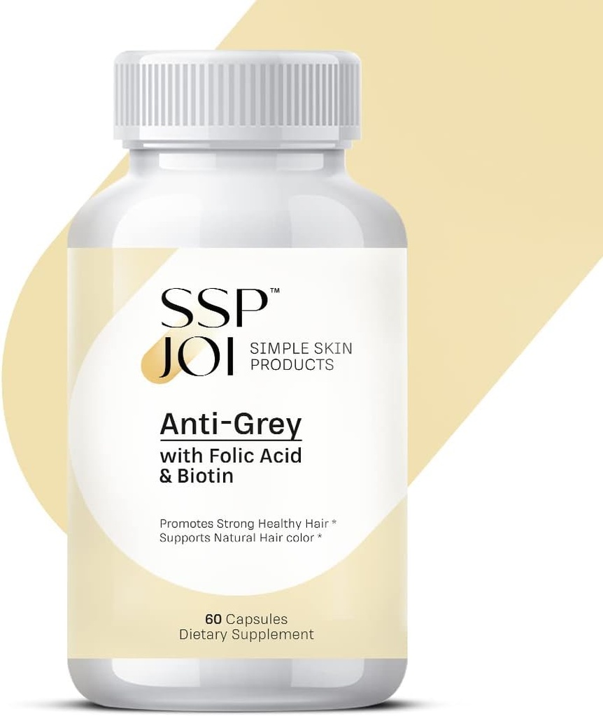Suplemento de Crecimiento del Pelo 250 mg - Suplemento Anti-Grey para Hombres y Mujeres con Ácido Fólico, B-Vitamins & Biotina - Apoya el Cambio del Pelo Gris y promueve un Pelo Saludable fuerte