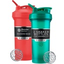 BlenderBottle Classic V2 Shaker Bottle Perfect para Protein Shakes y Pre Workout, 28-Once (2 Pack), Rojo, Verde