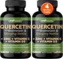 Gade Nutrition Quercetin with Vitamin C and Zinc - Nettle Quercetin - Quercetin 500mg - Quercetin with Bromelain - Zinc Quercetin + Vitamina D3-240 Veggie Caps - Non-GMO - 4 Month Supply
