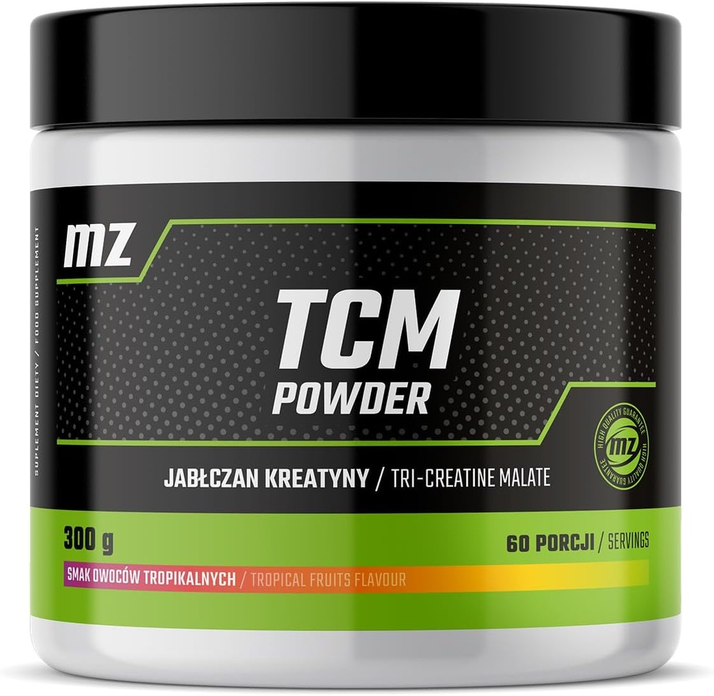 TCM Powder 300g - Creatine Malate 5000 mg per Serving - 60 Servings per Pack - Tropical Fruits Flavour -Diet Supplement for Enhanced Physical Performance - by MZ