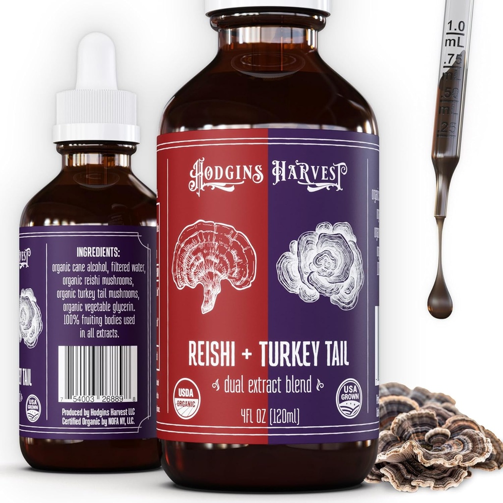 Hodgins Harvest Reishi + Turquía Tail Tincture ← Hecho con hongos cultivados en nuestra granja en los EE.UU.