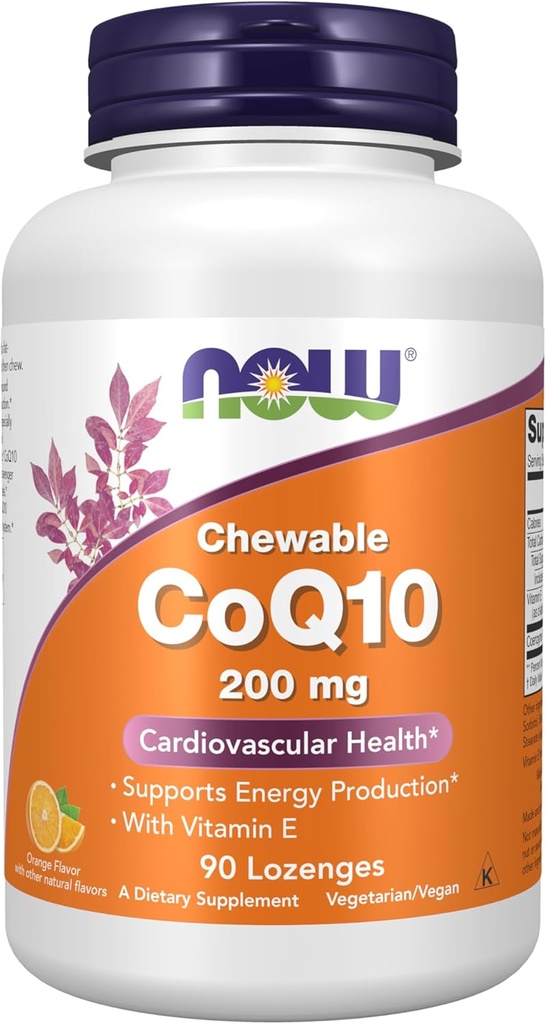 AHORA Suplementos Alimentarios, CoQ10 200 mg, Grado Farmacéutico, Forma All-Trans producida por Fermentation, 90 Lozenges