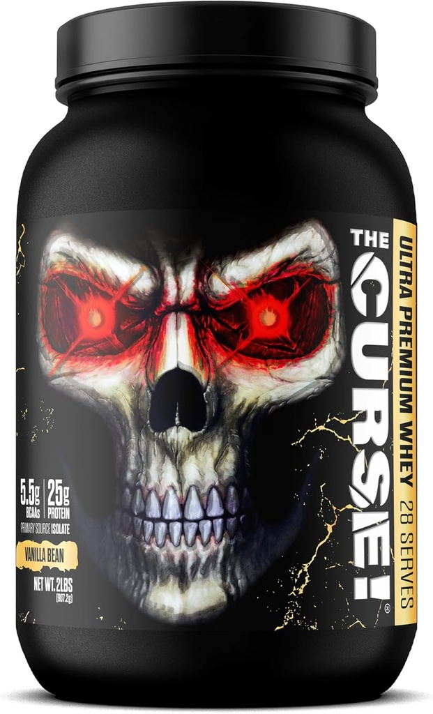 JNX SPORTS The Curse! Ultra Premium Whey Protein Powder Vanilla Bean 2lb | 25g Protein Per Serve, Primary Source Whey Isolate