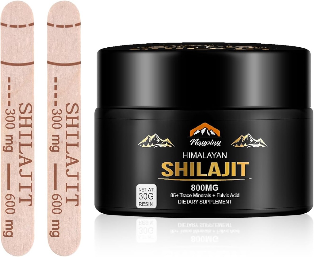Shilajit Puro Himalaya Resina Orgánica - 800mg Potencia Máxima Natural Shilajit Resina con 85+ Minerales Traza & Ácido Fulvico para la Energía, Apoyo Inmunitario, Hombres &amp; Mujeres, 30 Gramos