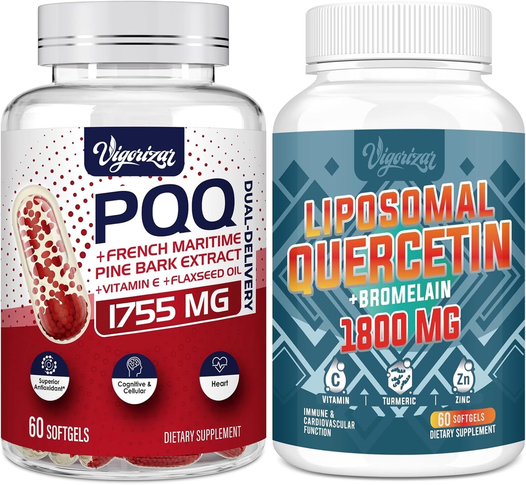 Birsppy Vigorizar francés Pine Bark Extract with Dual-Delivery + 1600 MG Liposomal Quercetin Phytosome