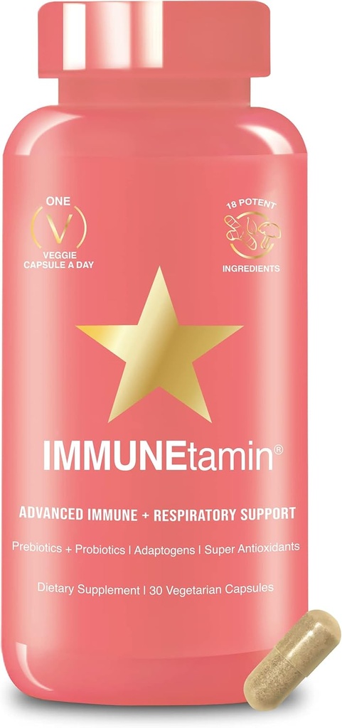 HAIRtamin IMMUNEtamin Immunity Booster Capsules with Respiratory Support Silencio Natural Immune Support Suplemento " Antioxidante ← Daily Multivitamin w/Elderberry, Vitamina C, Zinc, Vitamina D3