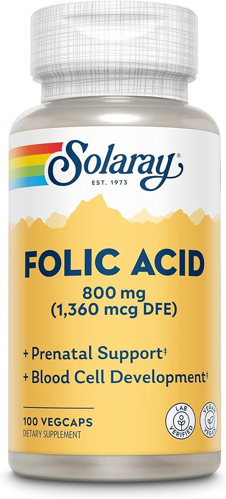 SOLARAY Folic Acid Capsules, 1360mcg