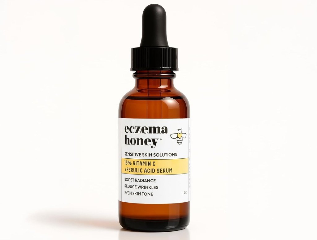 ECZEMA HONEY 15% Vitamina C + Serum de ácido fólico - Anti envejecimiento de la piel Productos - Aceite facial para Eczema, Piel seca y sensible (1 Oz)