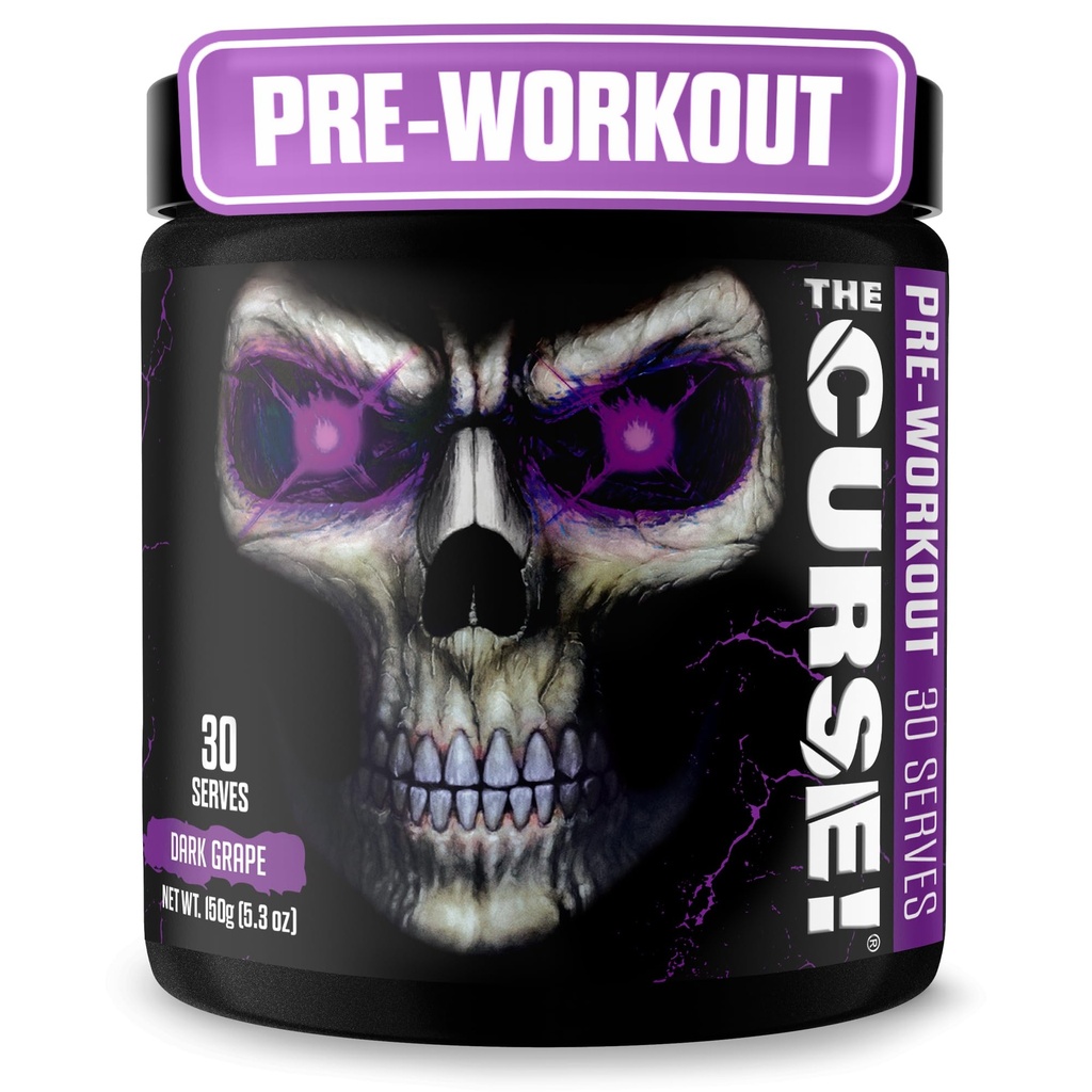 ¡JNX lanza la maldición! Pre Workout Powder for Men ' Women, Caffeine, Beta-Alanine, Creatine, L-Citrulline, 30 Servings, Dark Grape Flavor – Boost Energy, Strength & Focus