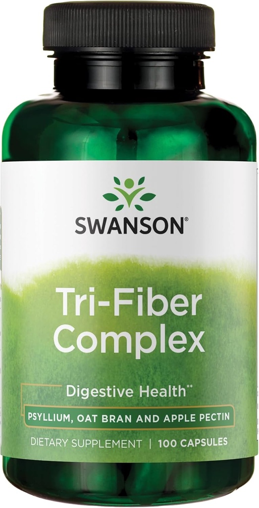 Swanson Tri-Fiber Complex - Digestive Health Supplement Made with Psyllium, Oat Bran, & Apple Pectin - (100 Capsules)